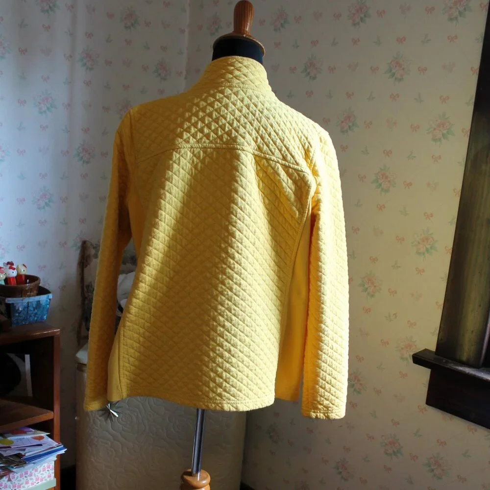 2/$10 Croft & Barrow Marigold Yellow Quilted Zip-Up Jacket, Medium